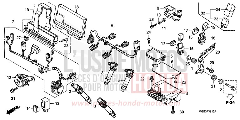 SUB HARNESS for VFR1200F Dual Clutch CANDY PROMINENCE RED (R342) from 2012